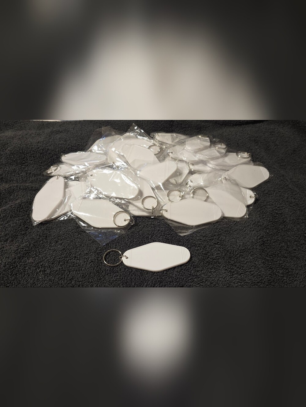 Lot of 51 White Motel Hotel Key Tags Blank Plastic Keychains Crafts Sublimation